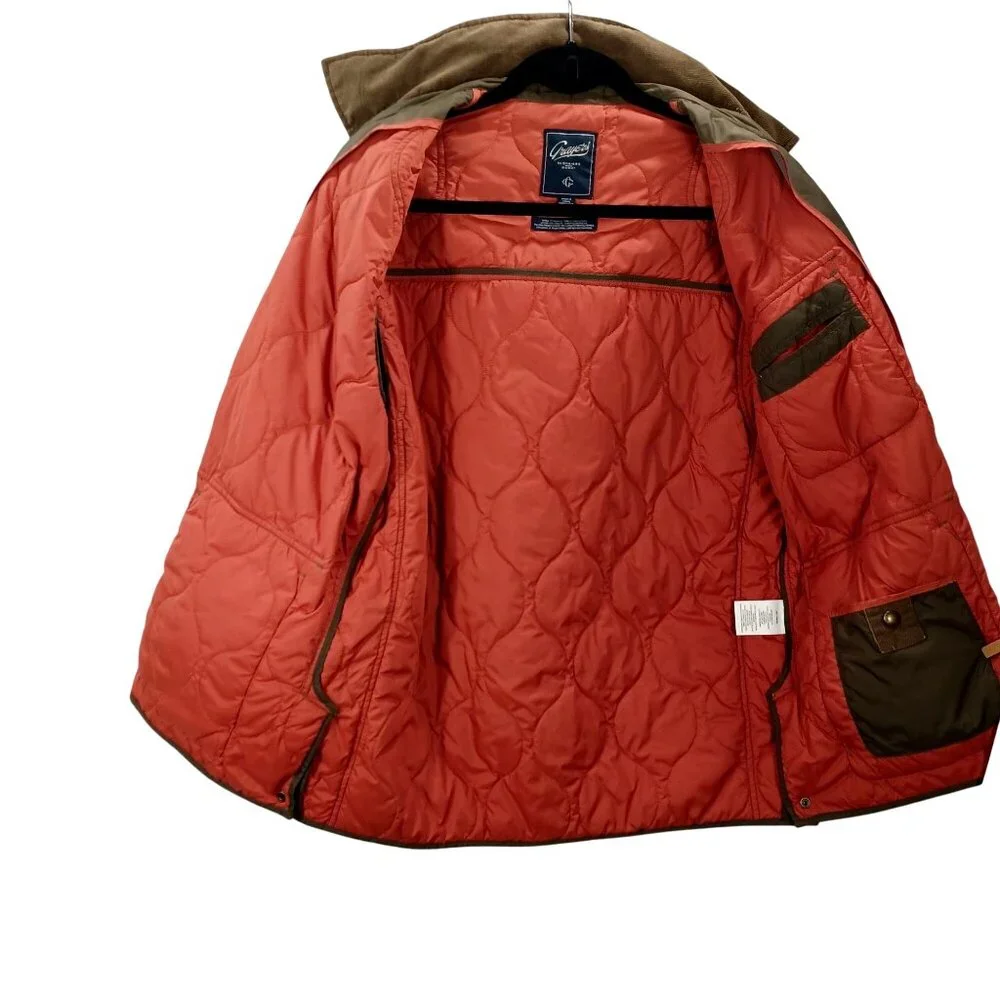 Chore Coat Grayers Andrew Quilted Jacket Mens Large Olive Green Corduroy Collar - Picture 6 of 16